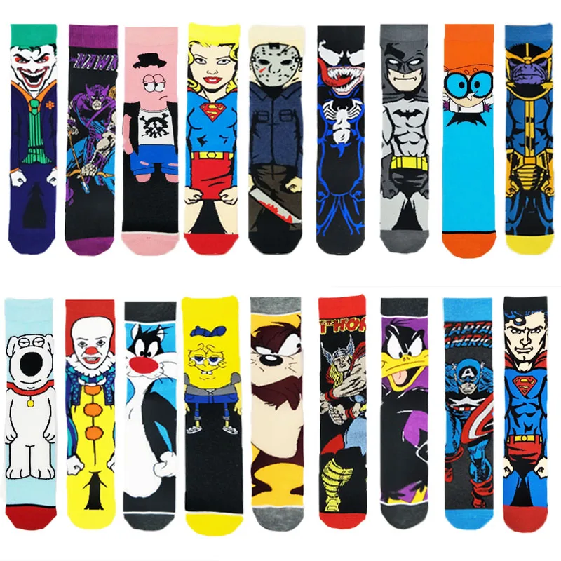 Men's socks fashion men's anime funny socks hip hop personality anime socks cartoon fashion skarpety high quality sewing pattern Men's socks fashion men's anime funny socks hip hop personality anime socks cartoon fashion skarpety high quality sewing pattern