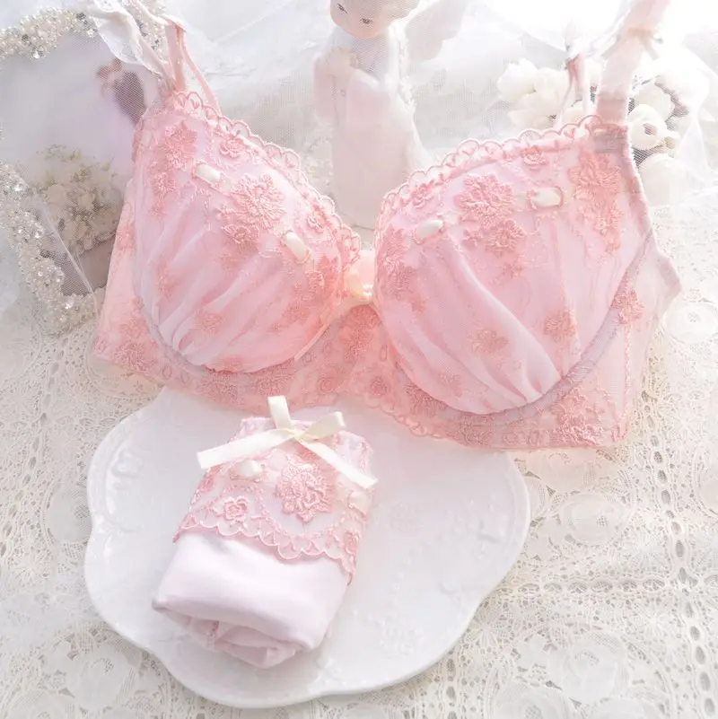 underwear sets sale Japanese Style Super Cute Bra & Panties Set Soft Sister Underwear Sleep Intimates Set Sweet Kawaii Lolita Oversized 2 Colors bra and panty Bra & Brief Sets