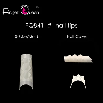 

Finger Queen 100Pcs+Box Natural Uneven fake nails French half with fake nails Convex triangular shape