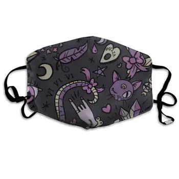 

Mouth Mask Purple Black Goth Spooky Print Masks - Breathable Adjustable Windproof Mouth-Muffle, Camping Running for Women and