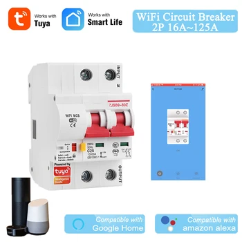 

2P WiFi Intelligent Circuit Breaker Air Switch Automatic Switch Overload Short Circuit Protector Household Power Switch SmartMCB