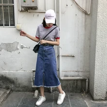 Повседневная Марокканская африканская женская джинсовая обтягивающая юбка-макси с длинным бантом Дубаи турецкая исламская Повседневная джинсовая юбка