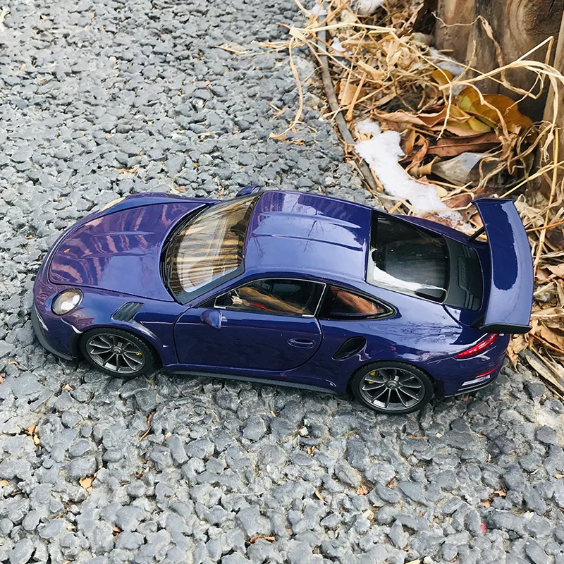 Welly 1:24 Porsche  911GT3 RS purple alloy car model Diecasts & Toy Vehicles Collect gifts Non-remote control type transport toy