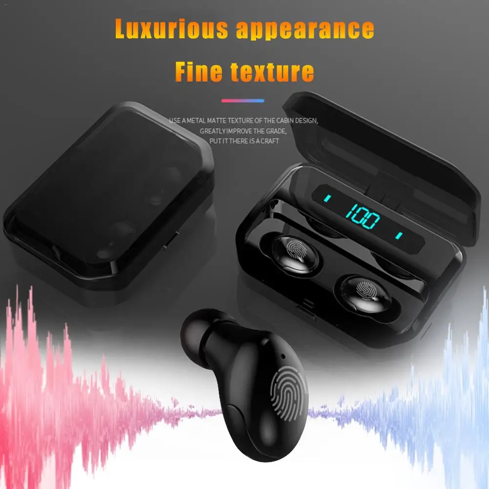 TWS Bluetooth Wireless Headset 5.0 Stereo In-Ear Sweat-proof Earphone With Portable 2000mAh Charging Box
