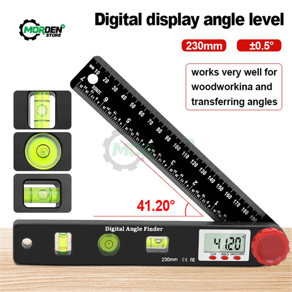 4in1 Digital Protractor Angle Ruler Spirit Level Universal Ruler Woodworker 360 Degree Angle Protractor Measuring Tools 230mm