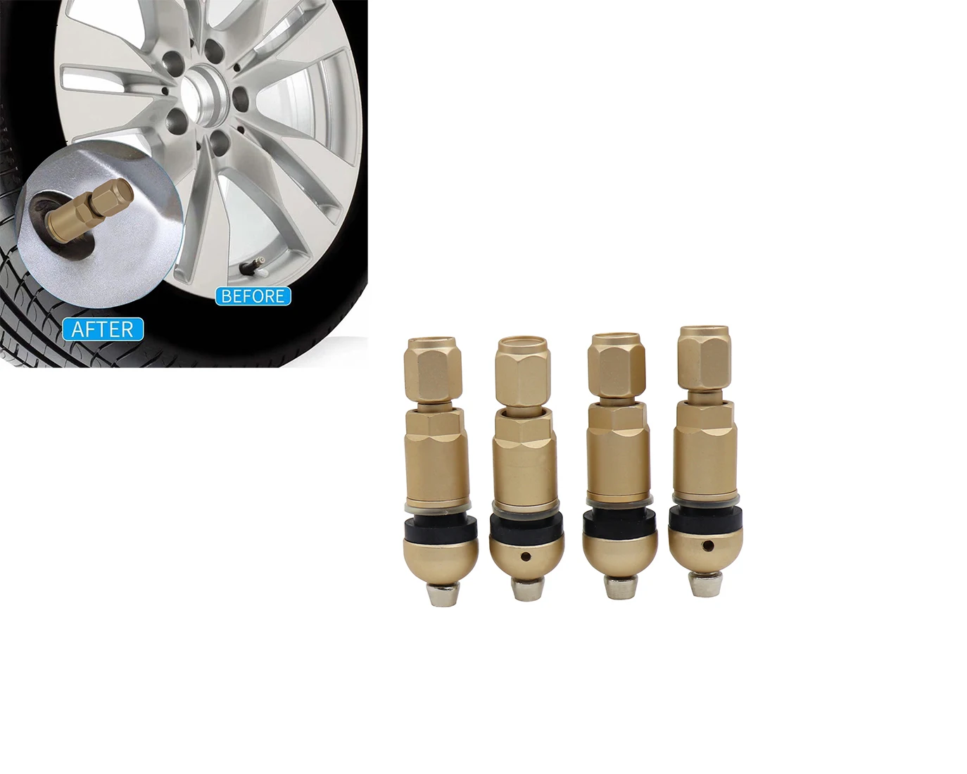 4 шт. матовая Золотая TPMS взрывобезопасная система контроля давления в шинах бескамерный клапан комплект для ремонта стволов для всех транспортных средств