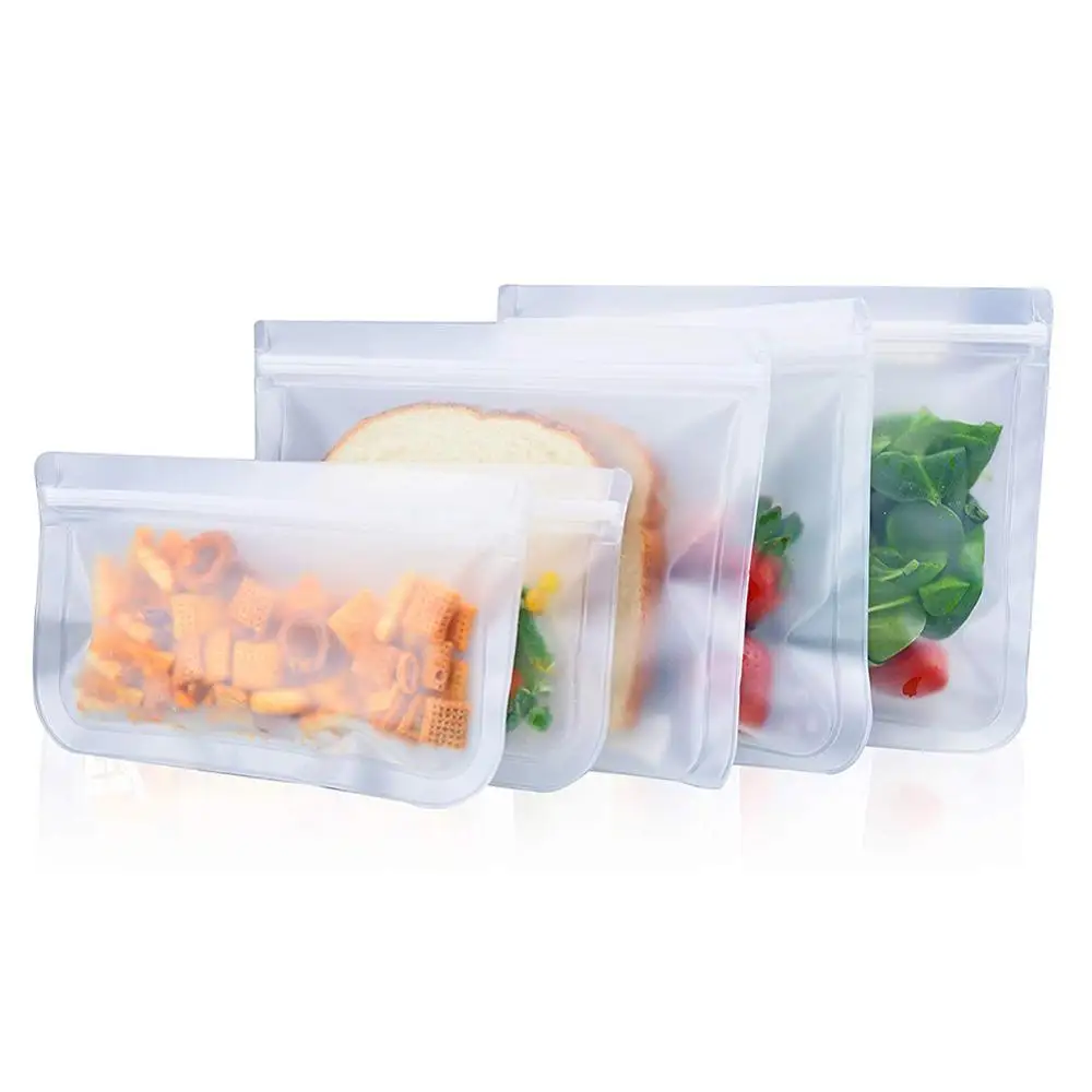 

5Pcs Reusable storage containers PEVA Frosted Self Sealed Sandwiches Food Freezer Storage Bags Organizer Kitchen zero waste
