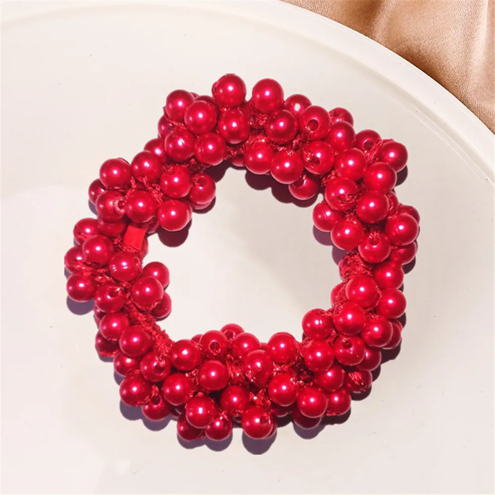 6-farben Frau Elegante Perle Haargummis Perlen Mädchen Scrunchies Gummibänder Pferdeschwanzhalter Haarschmuck Elastisches Haarband – Detail 8