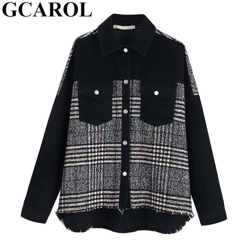 incredible  GCAROL Women Turn-down Collar Jackets Coats With Tassels Patchwork Long Sleeve Spring Fall Winter C