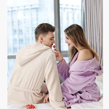 Милая пара ночная рубашка японское кимоно Банный халат на зиму, теплые, фланелевые толстые пижамы свободного покроя, с длинным рукавом, домашняя платье