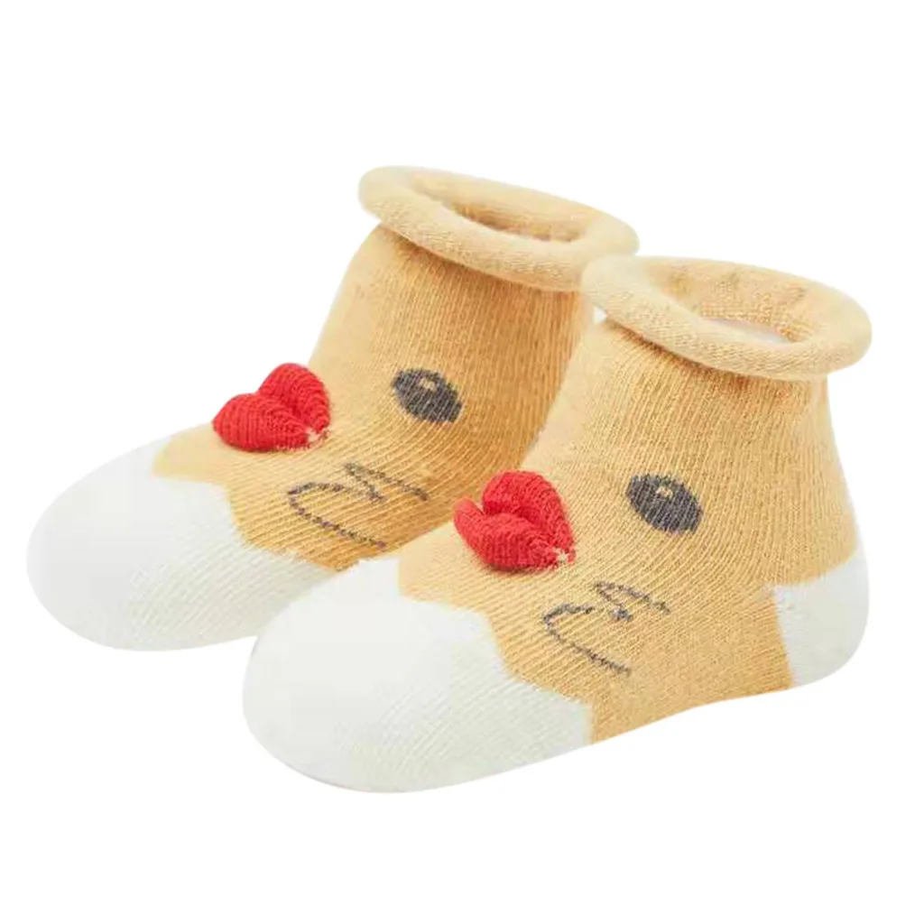 Носочки для детей ясельного возраста зимние милые теплые детские Нескользящие вязаные теплые носочки с рисунками животных для маленьких мальчиков и девочек носки