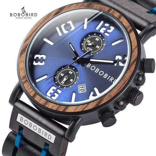 Relogio mascu новые деревянные часы BOBO BIRD мужские водонепроницаемые военные часы светящиеся ручные часы с деревянной коробкой подарочные часы - Цвет: s26-5