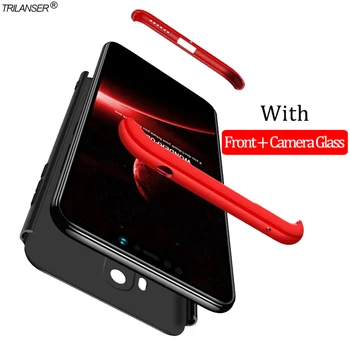 

3-in-1 Armor Case For Xiaomi-Pocophone-F1 Hard Plastic Anti-Shock Bumper Case Poco F1 Full Cover xiaomi pocophon f1 Case + Glass
