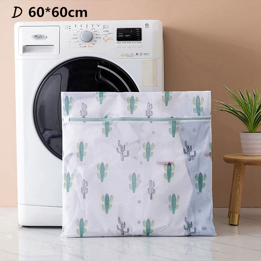 4 6 Sizes Polyester Mesh Wash Laundry Bag For Clothes Underwear Household Protected Lingerie Bra Washing Bag Cactus Printing Bags - Цвет: 4