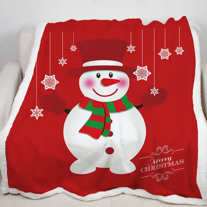 Merry Christmas Blanket Decorations For Bed Sofa Cartoon Microfiber Floor Blankets Pads New Year Xmas Party Decoration