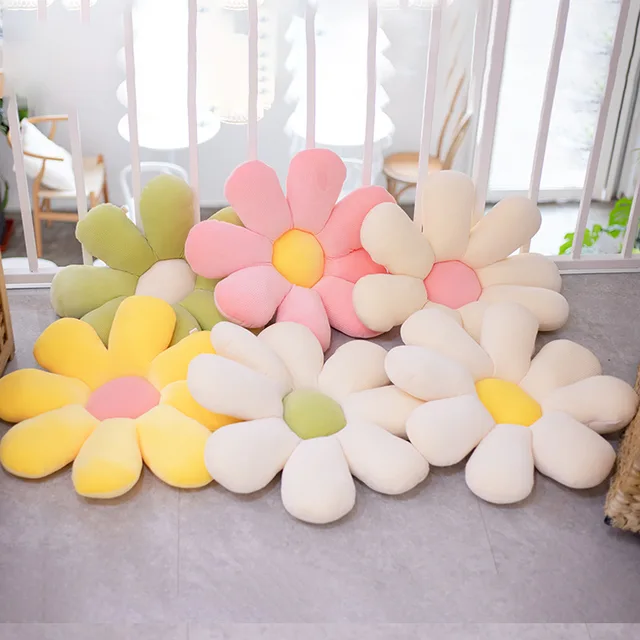 50-80cm Colorful Daisy Flower Plush Pillow Toy Soft Cartoon Plant Stuffed Doll Chair Cushion Sofa Kids Lovers Birthday Gifts 1