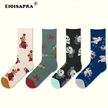 Художественная мода, продукт, Harajuku, креативные парные носки с героями мультфильмов «Любовь и мир», Модные дышащие нескользящие носки в стиле хип-хоп