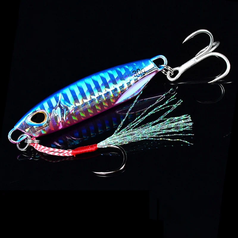 

40g Artificial Bait Reusable Metal Sinking Casting Lure Jigging Spoon Fishing Accessories With 2 Fishhooks