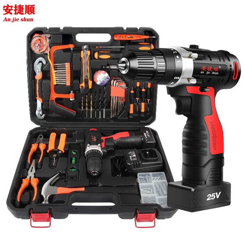 

Anjieshun 12V Lithium Electric Drill Hand Electric Drill Rechargeable Pistol Drill Multi-function Household Electric Screwdriver