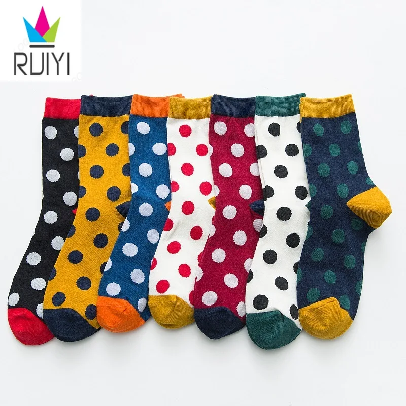 Цветные носки RUIYI в горошек для женщин милые забавные сумасшедшие новые женские