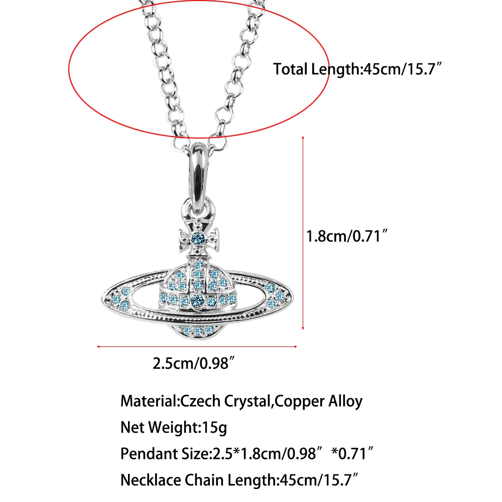 XIAOJINGLING Bling Кристалл Стразы Сатурн планета подвеска колье ожерелье 45 см сверкающие ювелирные изделия подарок для женщин девочек