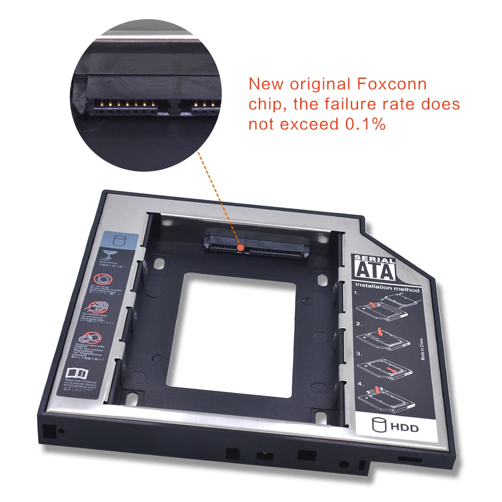 2nd HDD Caddy 12.7mm/9.5mm Optibay SATA 3.0 2.5 SSD Hard Disk Drive HDD Case/Box/Enclosure For Laptop CD-ROM Adapter