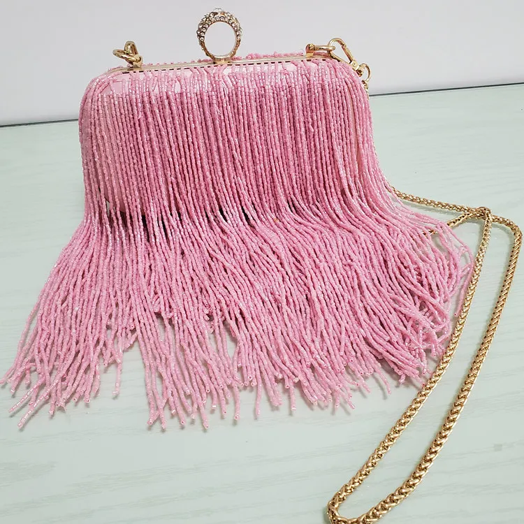 Women Tassel Fashion Ladies Clutch Bag Shoulder Handbags Female Party Wedding Evening Bag For Phone Purse