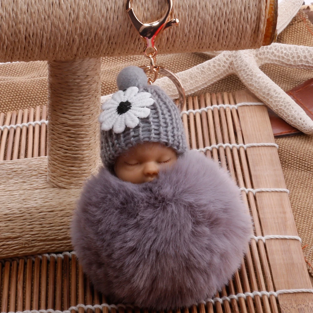 Спящий ребенок пушистый помпон плюшевая кукла висячая подвеска брелок Подарочный на день рождение колокольчики висячие украшения