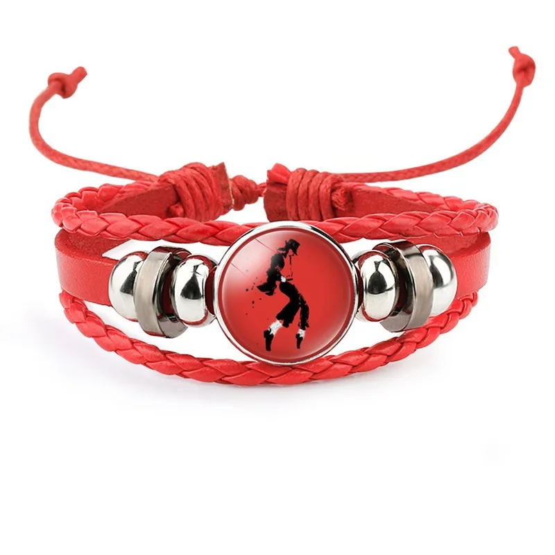 Punk Style Multi-layer Handmade Leather Bracelet Pop Dancing King Charms Glassball Pendant Leather Bracelets