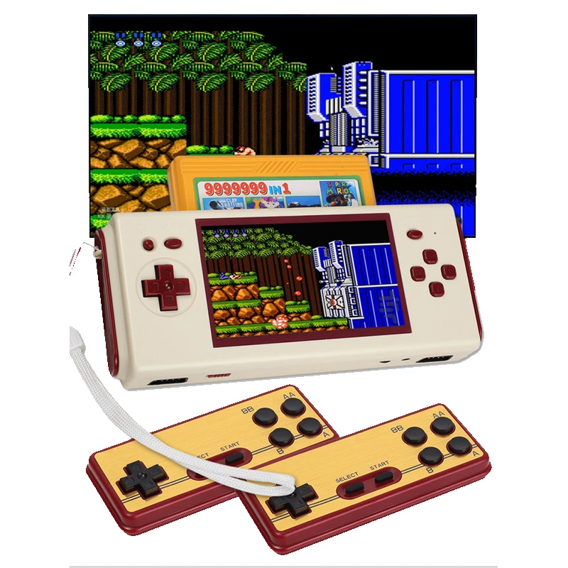 4K HD Out Handheld Game Console Nostalgic 4.3 Inch HD Large Screen Compatible With FC Yellow Multi Cartridge