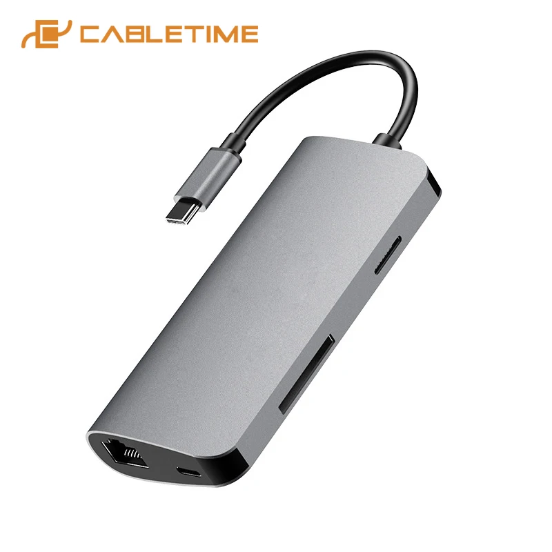 Кабельный концентратор Type C для LAN 1000 мбит/с usb 3 0 HDMI 4K адаптер SD/TF карта быстрая