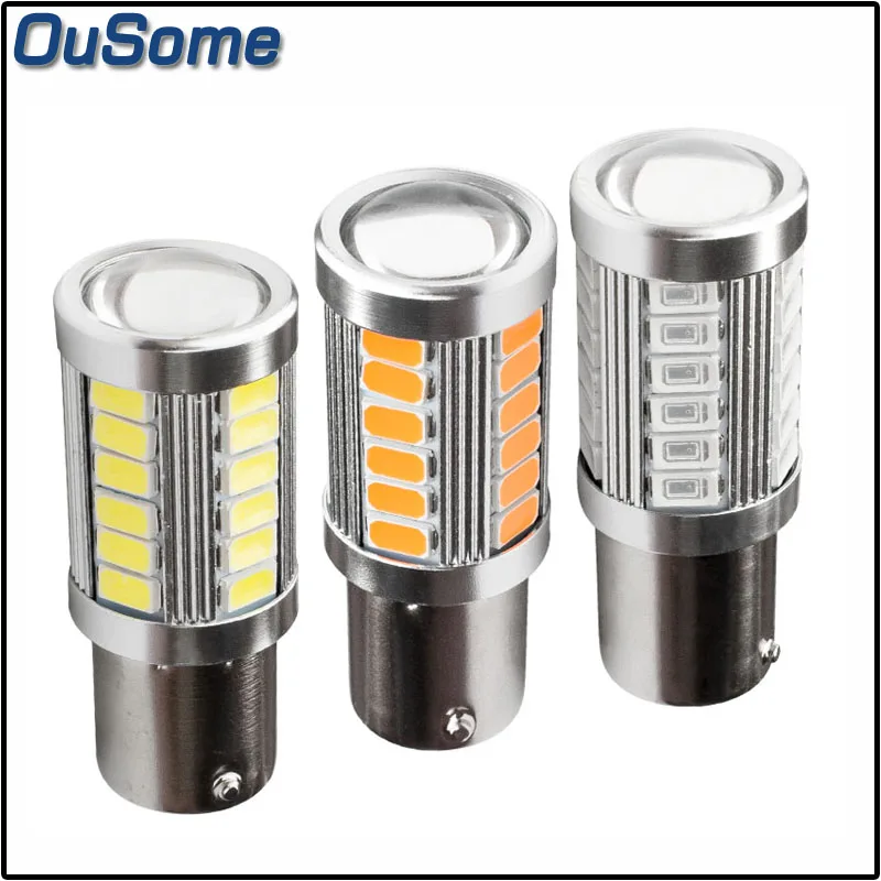 2 Pieces High Quality 1156 BA15S LED Car 12V With Signal Light 33SMD P21W 5630 5730 Auto Reverse Tail Brake Bulb DRL | Автомобили и