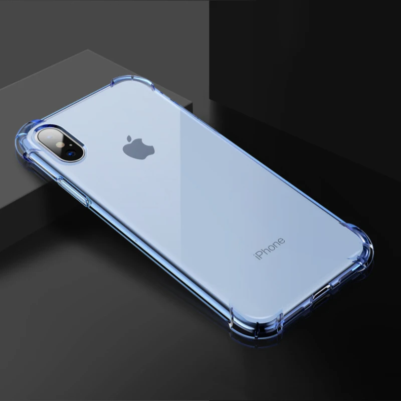 Blue Противоударный чехол-подушка безопасности для iphone 11 Rro Max Xr Xs X+ 7 8 6 6S Plus мягкие прозрачные чехлы для задней защиты - Цвет: Blue