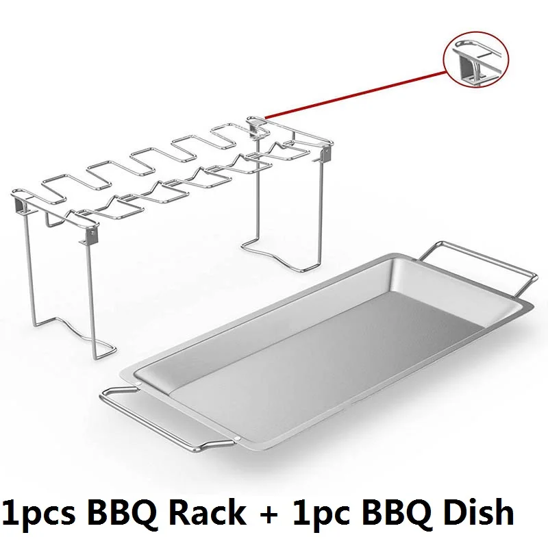 1 BBQ Rack BBQ Dish Куриное Крылышко из нержавеющей стали, стойка для ног, кронштейн для барбекю, посуда для гриля, для пикника, Рождества, барбекю, вечерние держатель для гриля, сетка - Цвет: 1 BBQ Rack BBQ Dish