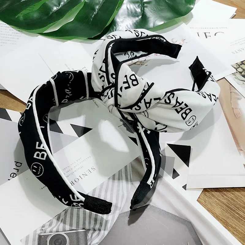 36 шт/лот DIY мульти простые ткани головная повязка буквы улыбающееся лицо галстук узел повязка для волос Инструменты для укладки аксессуар HA950