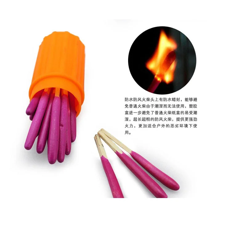 

Windproof Waterproof Matches Outdoor Camping Survival Tool Moisture-Proof Immortal Matches Orange Plastic Barreled Wholesale