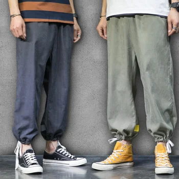 

2020 Summer New Men Casual Pants Japan Style Loose Solid Male Drawstring Trousers Men's Street Hip Hop Sweatpants Dropshipping