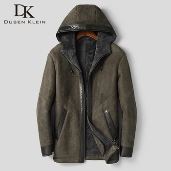 

DK Hooded Men Sheepskin Coat Hooded Thicken Fur Clothing Armygreen Casual Fur Jackets Top Quality Fur Outwear