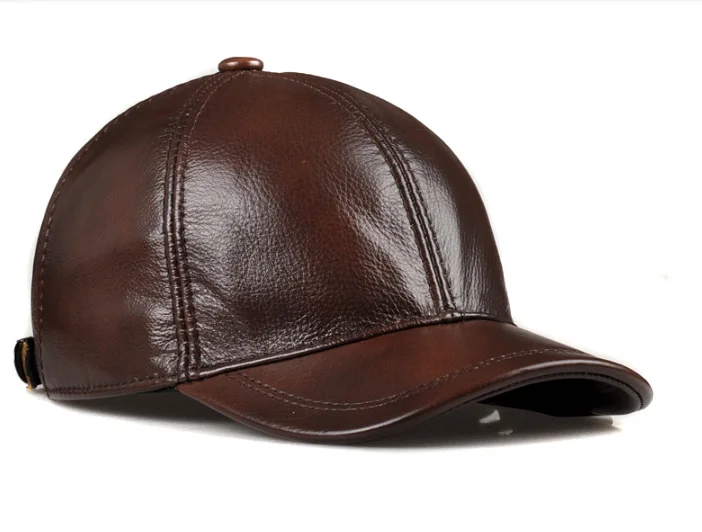 Verkäufe Winter männer braun/schwarz Farbe Echt Leder Baseball Caps Männer Damen Jugend Ente Zunge Warmer Hüte Hip Pop motorhaube Femme – Detail 18