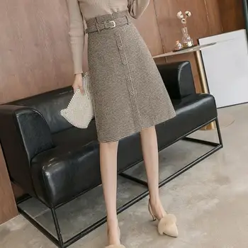 

Fashion Women Plaid Skirt Vintage Work Office A-Line Skirt