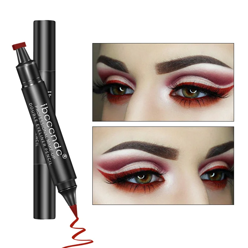 

Black Eyeliner Liquid Pencil Quick Drying 2in1 Waterproof Black Double-ended Makeup Stamps Wing Eyeliner Pencil Make-Up TSLM1