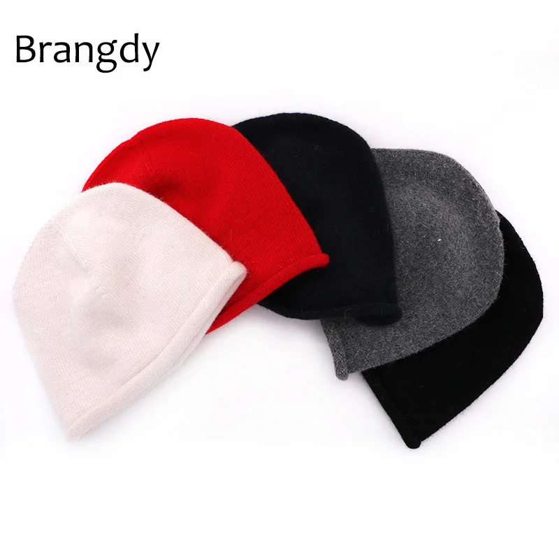 Женские черные вязаные шерстяные шапочки для зимы, теплые женские эластичные фирменные толстые шапочки Skullies, эластичные шапки, женские шапки Gorros