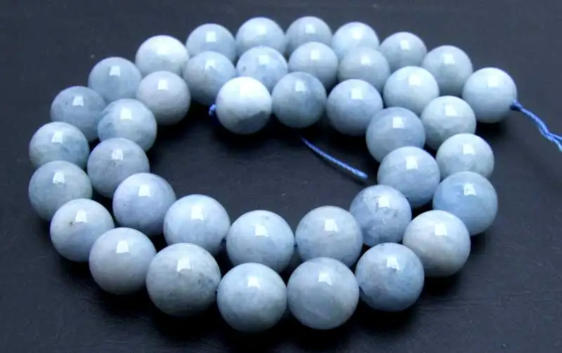 

Qingmos 9-10mm Round Natural Blue Aquamarines Gemsstone Loose Beads for Jewelry Making Necklace Bracelet Earring DIY Strand 15"