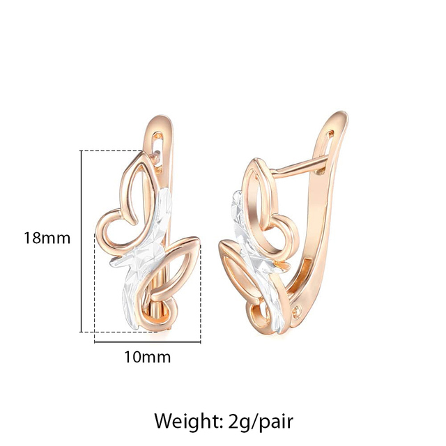 Butterfly Pink CZ Womens Lady Earrings Rose Gold Filled Snap Closure Oval Cubic Zirconia GE67A