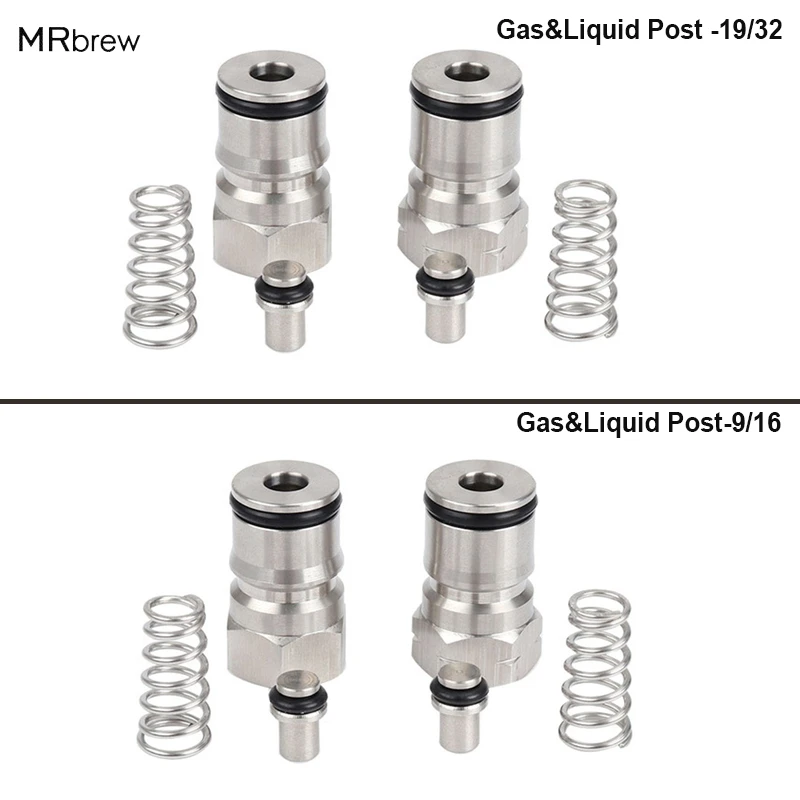 19/32"18 & 9/16"18 Cornelius Type Keg Ball Lock Post & Poppet Female Thread Gas& Liquid