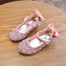AFDSWG девушки принцесса обувь новые модные туфли детские горный хрусталь одиночные туфли детские туфли на каблуках осенняя обувь для девочек туфли для девочки кожа розовые туфли детская обувь для девочек