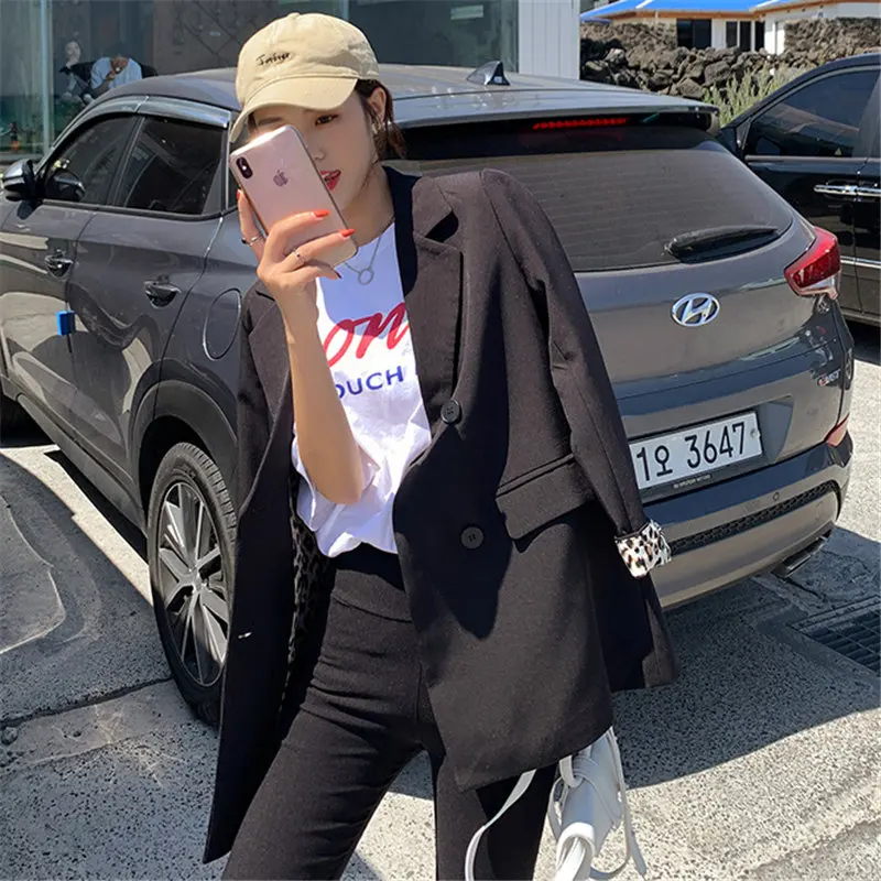 LEOPARD Черные стильные элегантные Лоскутные блейзеры для похудения, осень, большие размеры, офисные женские блейзеры, подходят ко всему, высокое качество - Цвет: LEOPARD