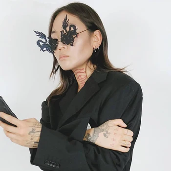

Fashion Cool Rimless Dragon Phoenix Sunglasses Brand Design for Party Women Men Unique Frameless Sun Glasses Cool Shades UV400