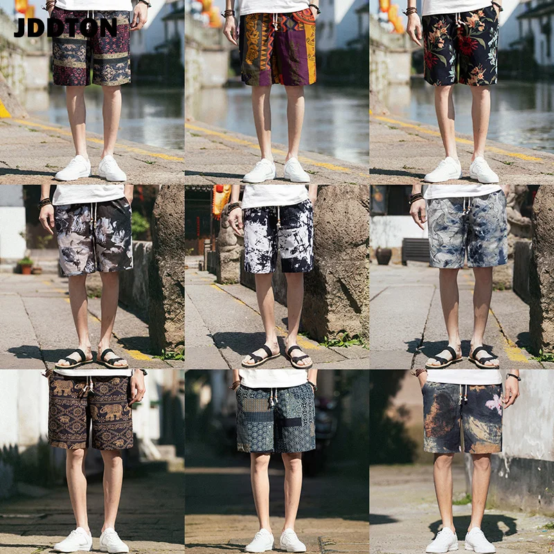 

JDDTON Men's Harem Summer Sweat Shorts Hip Hop Casual Pants Traditional Knee Length Retro Loose Streetwear Sweatpant Male JE046