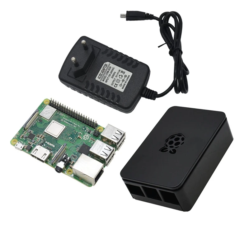 Raspberry Pi 3 Model B+(плюс) плата+ Abs чехол+ 5V 3A адаптер питания с Wifi и комплект bluetooth Eu Plug
